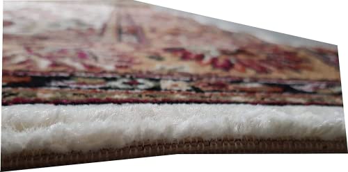 Prince Carpets Kashmiri Supersoft Wool Blend Persian Carpet for Living Room Bedroom Dining Room Hall with 15mm Thickness Non Slip Washable Carpet White Color 3 x 5 feet