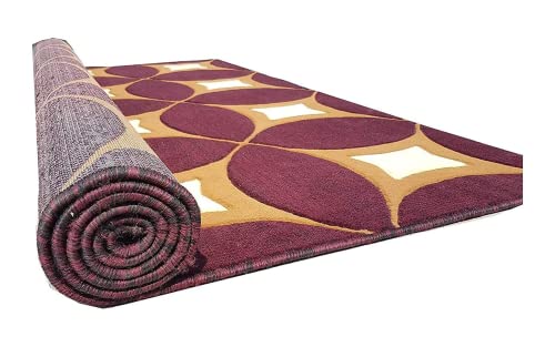 Prince Carpets Embossed Carved Supersoft Wool Blend Modern Design Carpets for Living Room Home Bedroom Drawing Room Hall with 1 inch Thickness Multi Color 6 x 8 feet