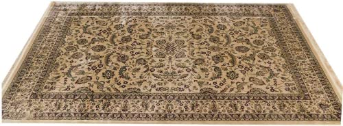 Prince Carpets Supersoft Kashmiri Silk Luxury Persian Design Anti Skid Backing Washable Carpets for Living Room Bedroom Drawing Room Hall Home Cream Color 8 x 11 feet