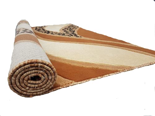 Prince Carpets Embossed Carved Supersoft Wool Blend Modern Design Carpets for Living Room Home Bedroom Drawing Room Hall with 1 inch Thickness Gold Color 6 x 8 feet
