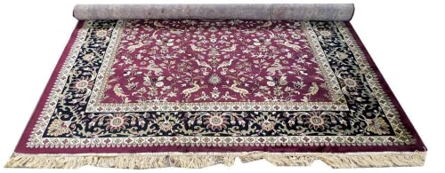 Prince Carpets Supersoft Kashmiri Silk Luxury Persian Design Anti Skid Backing Washable Carpets for Living Room Bedroom Drawing Room Hall Home Maroon Color 5 x7 feet