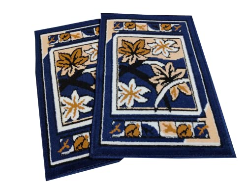 Prince Carpets Wool Mix Washable Doormat for Main Door Kitchen Bathroom Bedroom Blue Color 40 x 60 cm