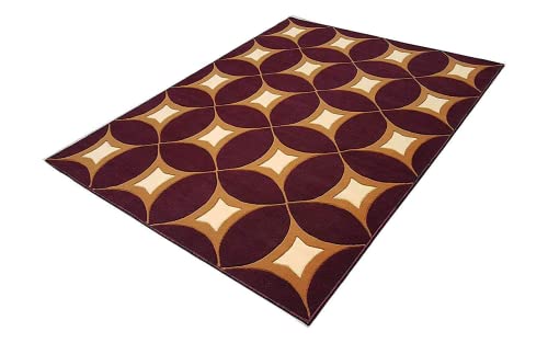 Prince Carpets Embossed Carved Supersoft Wool Blend Modern Design Carpets for Living Room Home Bedroom Drawing Room Hall with 1 inch Thickness Multi Color 6 x 8 feet