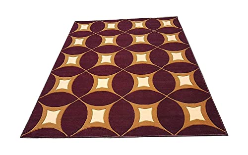 Prince Carpets Embossed Carved Supersoft Wool Blend Modern Design Carpets for Living Room Home Bedroom Drawing Room Hall with 1 inch Thickness Multi Color 6 x 8 feet