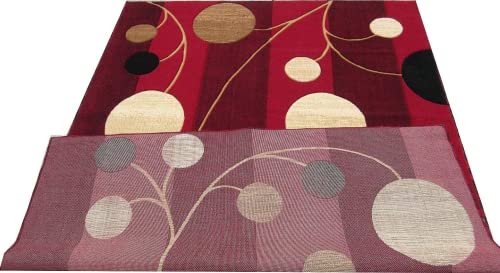 Prince Carpets Embossed Carved Supersoft Wool Blend Modern Design Carpets for Living Room Home Bedroom Drawing Room Hall with 1 inch Thickness Red Color 6 x 8 feet