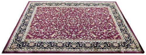 Prince Carpets Supersoft Kashmiri Silk Luxury Persian Design Anti Skid Backing Washable Carpets for Living Room Bedroom Drawing Room Hall Home Maroon Color 5 x7 feet