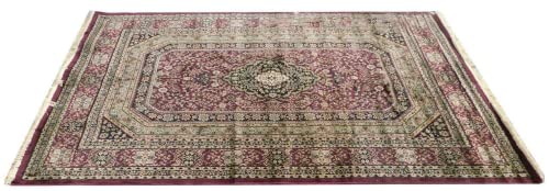 Prince Carpets Supersoft Kashmiri Silk Luxury Persian Design Anti Skid Backing Washable Carpets for Living Room Bedroom Drawing Room Hall Home Maroon Color 4 x 6 feet