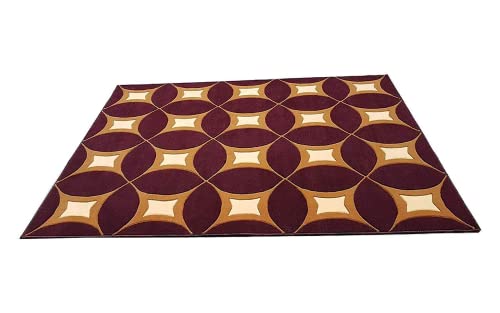 Prince Carpets Embossed Carved Supersoft Wool Blend Modern Design Carpets for Living Room Home Bedroom Drawing Room Hall with 1 inch Thickness Multi Color 6 x 8 feet