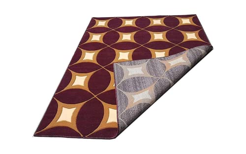 Prince Carpets Embossed Carved Supersoft Wool Blend Modern Design Carpets for Living Room Home Bedroom Drawing Room Hall with 1 inch Thickness Multi Color 6 x 8 feet
