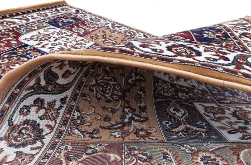 Prince Carpets Kashmiri Silk Touch Persian Carpets for Living Room1 inch Thickness Anti Skid Washable Carpet Gold Color 8 x 11 feet