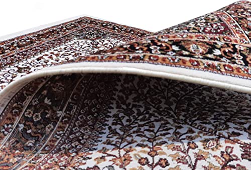 Prince Carpets Kashmiri Supersoft Wool Blend Persian Carpet for Living Room Bedroom Dining Room Hall with 15mm Thickness Non Slip Washable Carpet White Color 3 x 5 feet