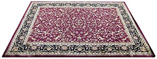 Prince Carpets Supersoft Kashmiri Silk Luxury Persian Design Anti Skid Backing Washable Carpets for Living Room Bedroom Drawing Room Hall Home Maroon Color 5 x7 feet