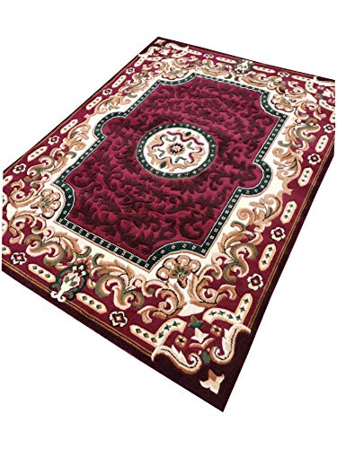 Prince Carpets Embossed Carved Supersoft Wool Blend Modern Design Carpets for Living Room Home Bedroom Drawing Room Hall with 1 inch Thickness Multi Color 6 x 8 feet