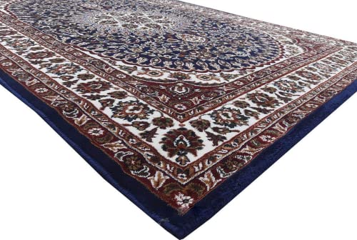Prince Carpets Kashmiri Silk Touch Persian Carpets for Living Room1 inch Thickness Anti Skid Washable Carpet Blue Color 8 x 11 feet