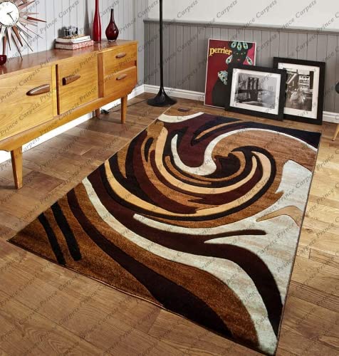 Prince Carpets Embossed Carved Supersoft Wool Blend Modern Design Carpets for Living Room Home Bedroom Drawing Room Hall with 1 inch Thickness Multi Color 6 x 8 feet