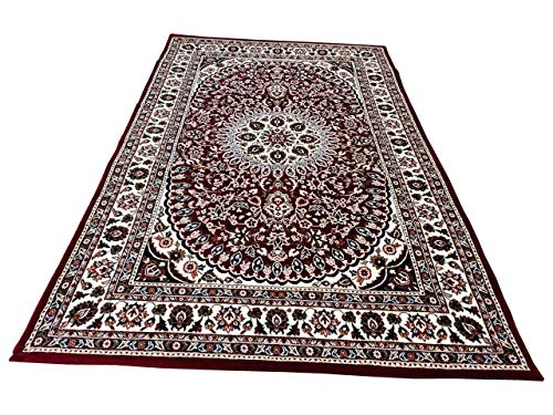 Prince Carpets Supersoft Kashmiri Silk Luxury Persian Design Anti Skid Backing Washable Carpets for Living Room Bedroom Drawing Room Dining Room Hall Home Maroon Color 6 x 9 feet