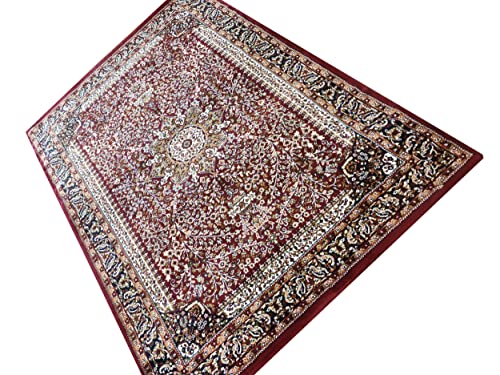 Prince Carpets Kashmiri Supersoft Wool Blend Persian Carpet for Living Room Bedroom Dining Room Hall with 15mm Thickness Non Slip Washable Carpet Maroon Color 9 x 12 feet