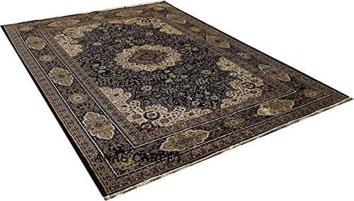 Prince Carpets Supersoft Kashmiri Silk Luxury Persian Design Anti Skid Backing Washable Carpets for Living Room Bedroom Drawing Room Hall Home Black Color 3 x 5 feet