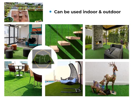 Prince Carpets Natural Looking high Density Long Lasting Aritifical Grass Carpet for Home Lawn Balcony Landscaping Indoor & Outdoor Decorating Purpose Thickness 35 mm Size 6.5X 5 feet