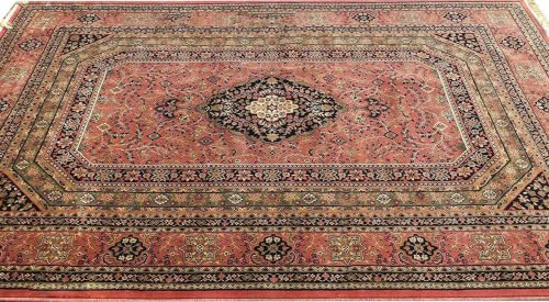 Prince Carpets Supersoft Kashmiri Silk Luxury Persian Design Anti Skid Backing Washable Carpets for Living Room Bedroom Drawing Room Hall Home Pink Color 5 x7 feet