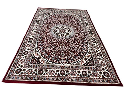 Prince Carpets Supersoft Kashmiri Silk Luxury Persian Design Anti Skid Backing Washable Carpets for Living Room Bedroom Drawing Room Dining Room Hall Home Maroon Color 6 x 9 feet