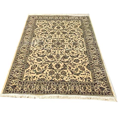 Prince Carpets Supersoft Kashmiri Silk Luxury Persian Design Anti Skid Backing Washable Carpets for Living Room Bedroom Drawing Room Dining Room Hall Home Cream Color 6 x 9 feet