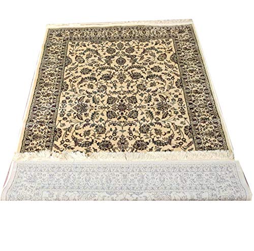Prince Carpets Supersoft Kashmiri Silk Luxury Persian Design Anti Skid Backing Washable Carpets for Living Room Bedroom Drawing Room Dining Room Hall Home Cream Color 6 x 9 feet