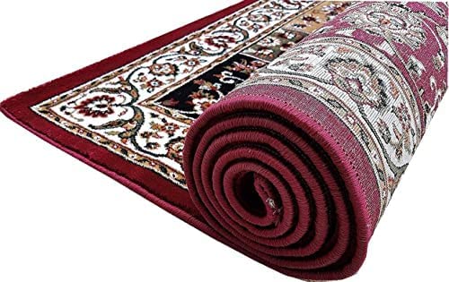 Prince Carpets Kashmiri Supersoft Wool Blend Persian Carpet for Living Room Bedroom Dining Room Hall with 15mm Thickness Non Slip Washable Carpet Maroon Color 4 x 6 feet
