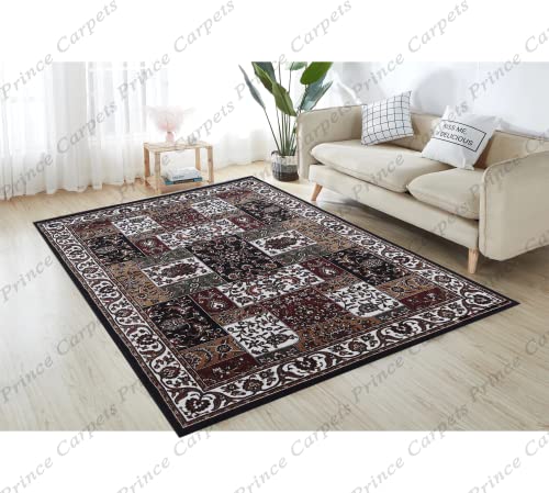 Prince Carpets Premium Persian Design Kashmiri Thick Supersoft Carpets for Living Room Hallway Dining Room Bedroom Blue Color 4 x 6 feet