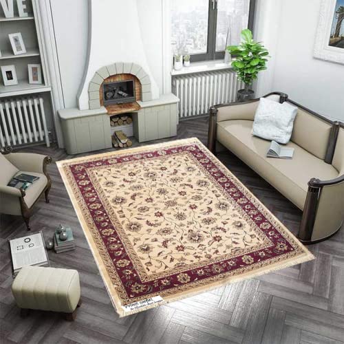 Prince Carpets Supersoft Kashmiri Silk Luxury Persian Design Anti Skid Backing Washable Carpets for Living Room Bedroom Drawing Room Hall Home Camel Color 8 x 11 feet