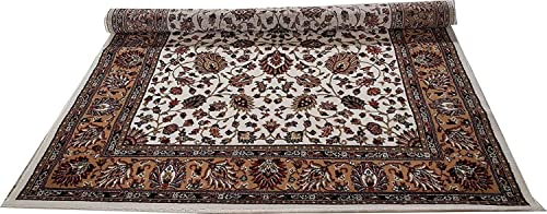 Prince Carpets Kashmiri Supersoft Wool Blend Persian Carpet for Living Room Bedroom Dining Room Hall with 15mm Thickness Non Slip Washable Carpet White Color 3 x 5 feet