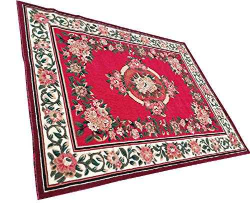 Prince Carpets Embossed Carved Supersoft Wool Blend Modern Design Carpets for Living Room Home Bedroom Drawing Room Hall with 1 inch Thickness Red Color 6 x 8 feet