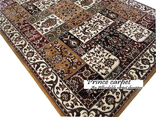 Prince Carpets Kashmiri Supersoft Wool Blend Persian Carpet for Living Room Bedroom Dining Room Hall with 15mm Thickness Non Slip Washable Carpet Rust Color 9 x 12 feet