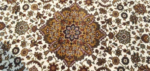 Prince Carpets Kashmiri Supersoft Wool Blend Persian Design Carpet for Living Room Bedroom Drawing Room Hall Anti Slip Backing Thick Washable Carpet Black Color 4 x 6 feet