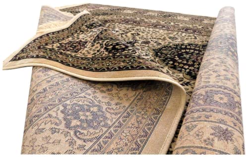 Prince Carpets Supersoft Kashmiri Silk Luxury Persian Design Anti Skid Backing Washable Carpets for Living Room Bedroom Drawing Room Hall Home Cream Color 4 x 6 feet