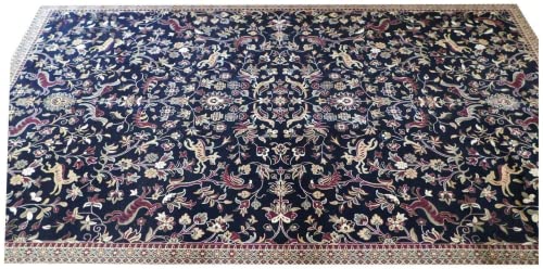 Prince Carpets Supersoft Kashmiri Silk Luxury Persian Design Anti Skid Backing Washable Carpets for Living Room Bedroom Drawing Room Hall Home Blue Color 5 x7 feet