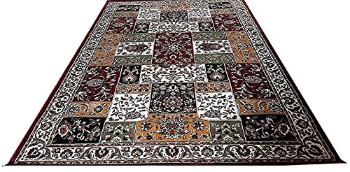 Prince Carpets Kashmiri Silk Touch Persian Carpet for Living Room1 inch Thickness Anti Skid Washable Carpet Maroon Color 8 x 11 feet