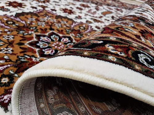 Prince Carpets Kashmiri Supersoft Wool Blend Persian Carpet for Living Room Bedroom Dining Room Hall with 15mm Thickness Non Slip Washable Carpet White Color 3 x 5 feet