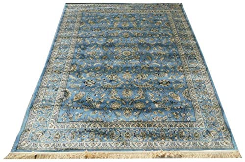 Prince Carpets Supersoft Kashmiri Silk Luxury Persian Design Anti Skid Backing Washable Carpets for Living Room Bedroom Drawing Room Hall Home Cream Color 6 x 9 feet