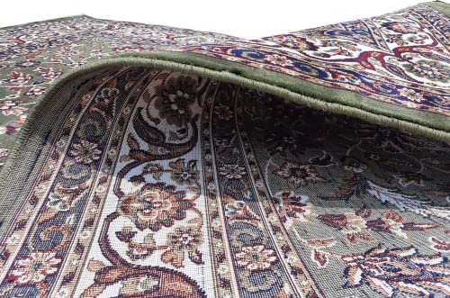 Prince Carpets Kashmiri Silk Touch Persian Carpet for Living Room1 inch Thickness Anti Skid Washable CarpetGreen Color 8 x 11 feet