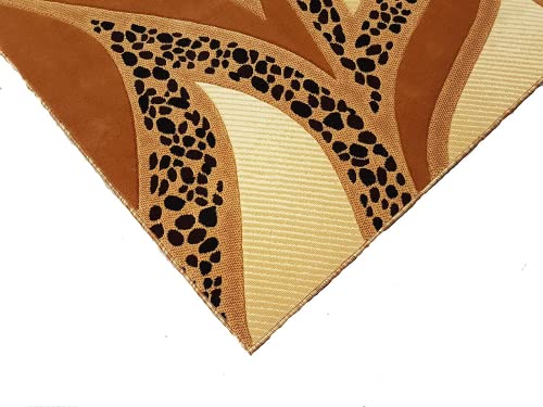 Prince Carpets Embossed Carved Supersoft Wool Blend Modern Design Carpets for Living Room Home Bedroom Drawing Room Hall with 1 inch Thickness Gold Color 6 x 8 feet
