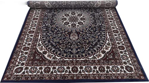 Prince Carpets Kashmiri Silk Touch Persian Carpets for Living Room1 inch Thickness Anti Skid Washable Carpet Blue Color 8 x 11 feet