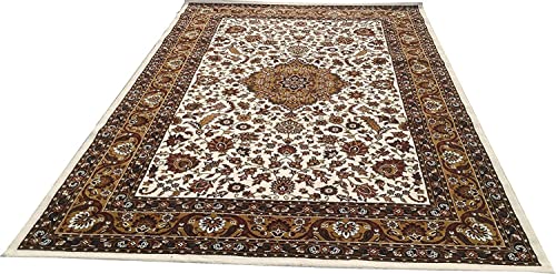 Prince Carpets Kashmiri Supersoft Wool Blend Persian Design Carpet for Living Room Bedroom Drawing Room Hall Anti Slip Backing Thick Washable Carpet Black Color 4 x 6 feet