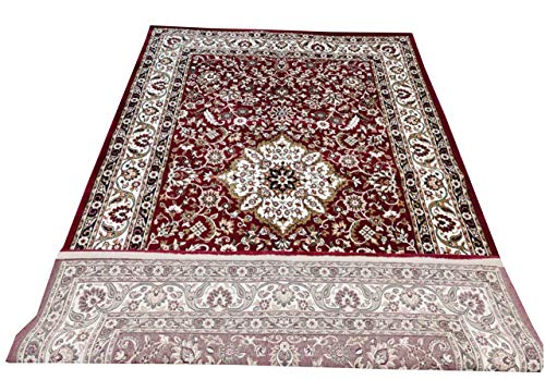 Prince Carpets Floral Design Soft Plushy Carpets for Home Bedroom Hall and Living Room (Maroon Red, 6 x 9)