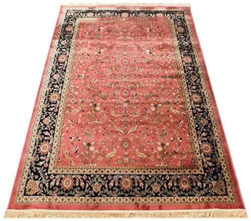 Prince Carpets Supersoft Kashmiri Silk Luxury Persian Design Anti Skid Backing Washable Carpets for Living Room Bedroom Drawing Room Hall Home Pink Color 2 x 6 feet