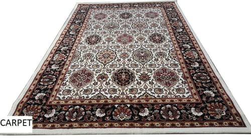 Prince Carpets Kashmiri Supersoft Wool Blend Persian Carpet for Living Room Bedroom Dining Room Hall with 15mm Thickness Non Slip Washable Carpet White Color 9 x 12 feet