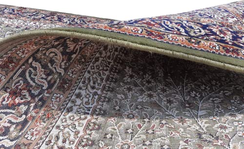 Prince Carpets Kashmiri Supersoft Wool Blend Persian Carpet for Living Room Bedroom Dining Room Hall with 15mm Thickness Non Slip Washable Carpet Green Color 8 x 11 feet