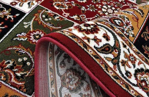 Prince Carpets Kashmiri Persian Design Supersoft Wool Blend Carpets for Living Room Anti Skid Backing Washable Carpet Maroon Color 8 x 11 feet