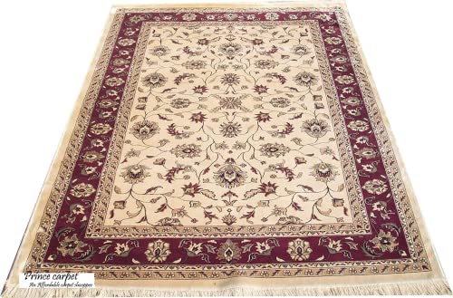 Prince Carpets Supersoft Kashmiri Silk Luxury Persian Design Anti Skid Backing Washable Carpets for Living Room Bedroom Drawing Room Hall Home Camel Color 6 x 9 feet