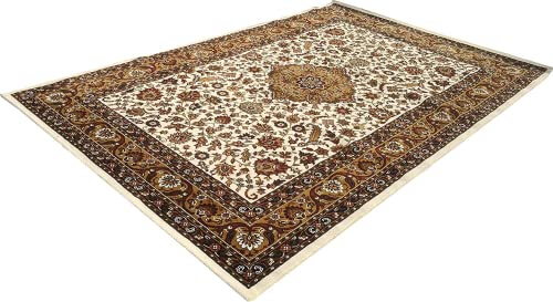 Prince Carpets Kashmiri Supersoft Wool Blend Persian Design Carpet for Living Room Bedroom Drawing Room Hall Anti Slip Backing Thick Washable Carpet Black Color 4 x 6 feet